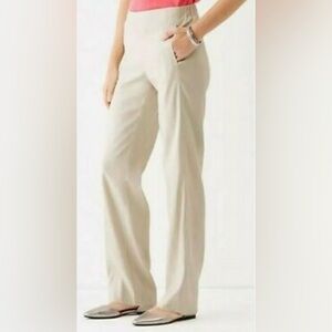 J. JILL Linen Stretch Wide Leg Pant Breathable‎ Cream Khaki White Lightweight 6